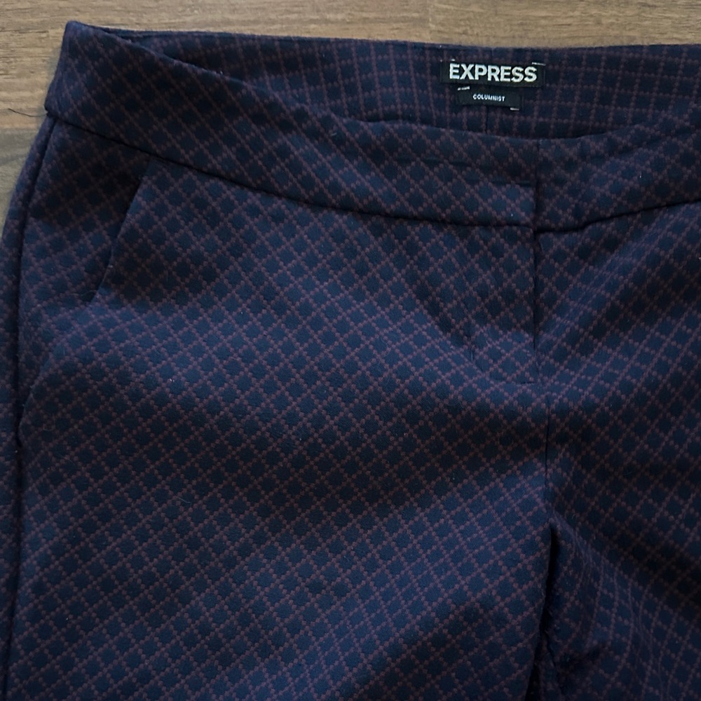 Express Navy and Brown Patterned Trousers